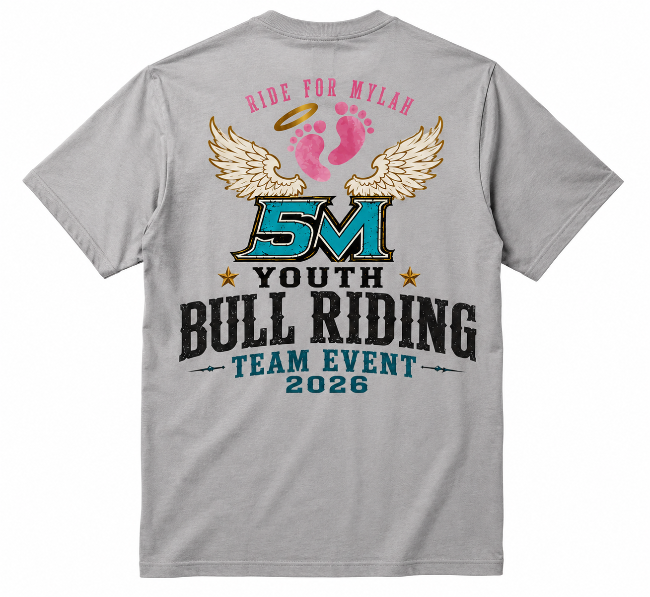 5M Bull Riding Team Event Tee — Ride for Mylah