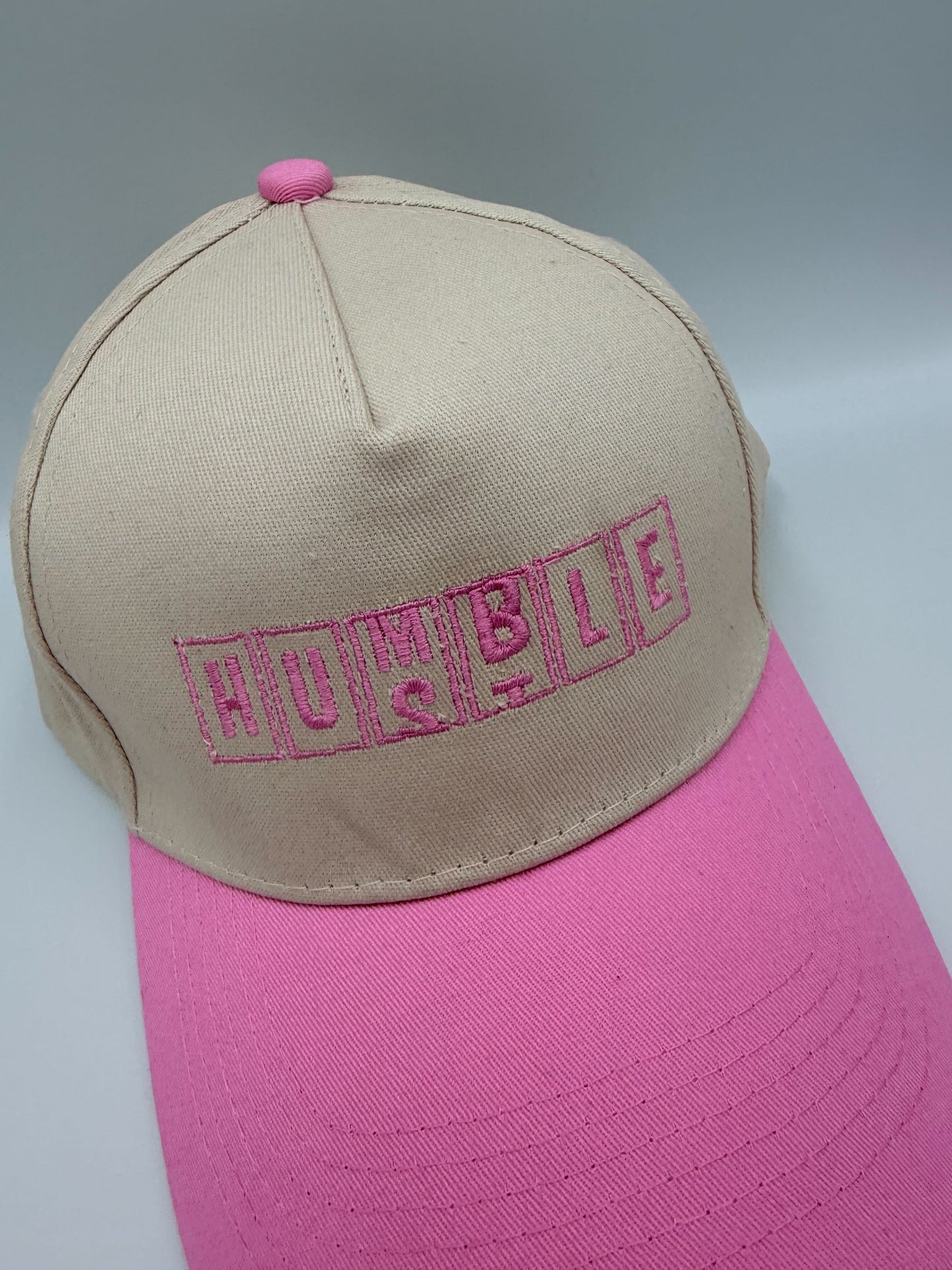 Humble Hustle Hat – Pink Brim Motivational Cap