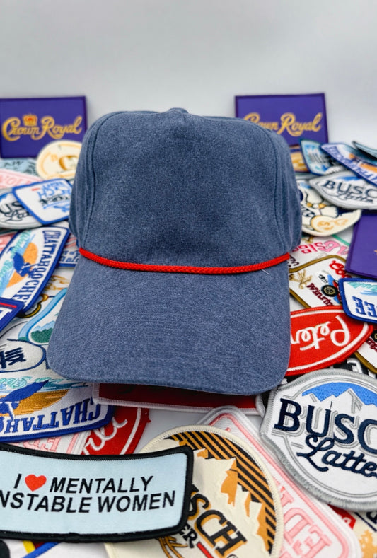 Build-A-Kap Vintage Blue Rope Hat (Red Rope)