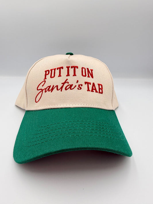 Put It On Santa’s Tab Hat – Green & Cream Holiday Cap