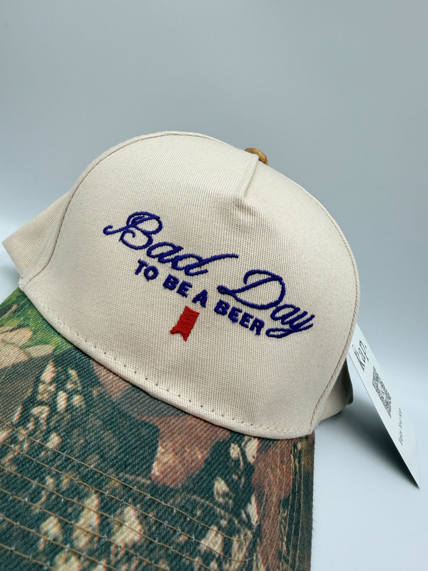 Bad Day To Be a Beer Hat – Camo Brim Embroidered Cap