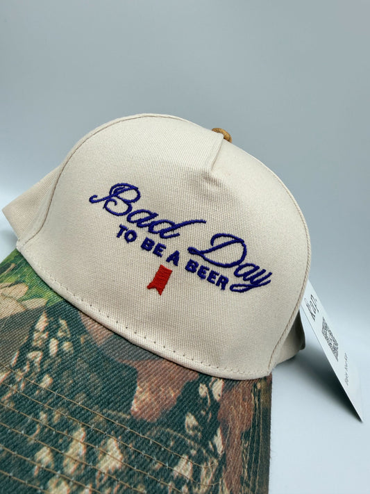 Bad Day To Be a Beer Hat – Camo Brim Embroidered Cap