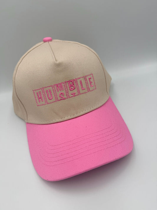 Humble Hustle Hat – Pink Brim Motivational Cap