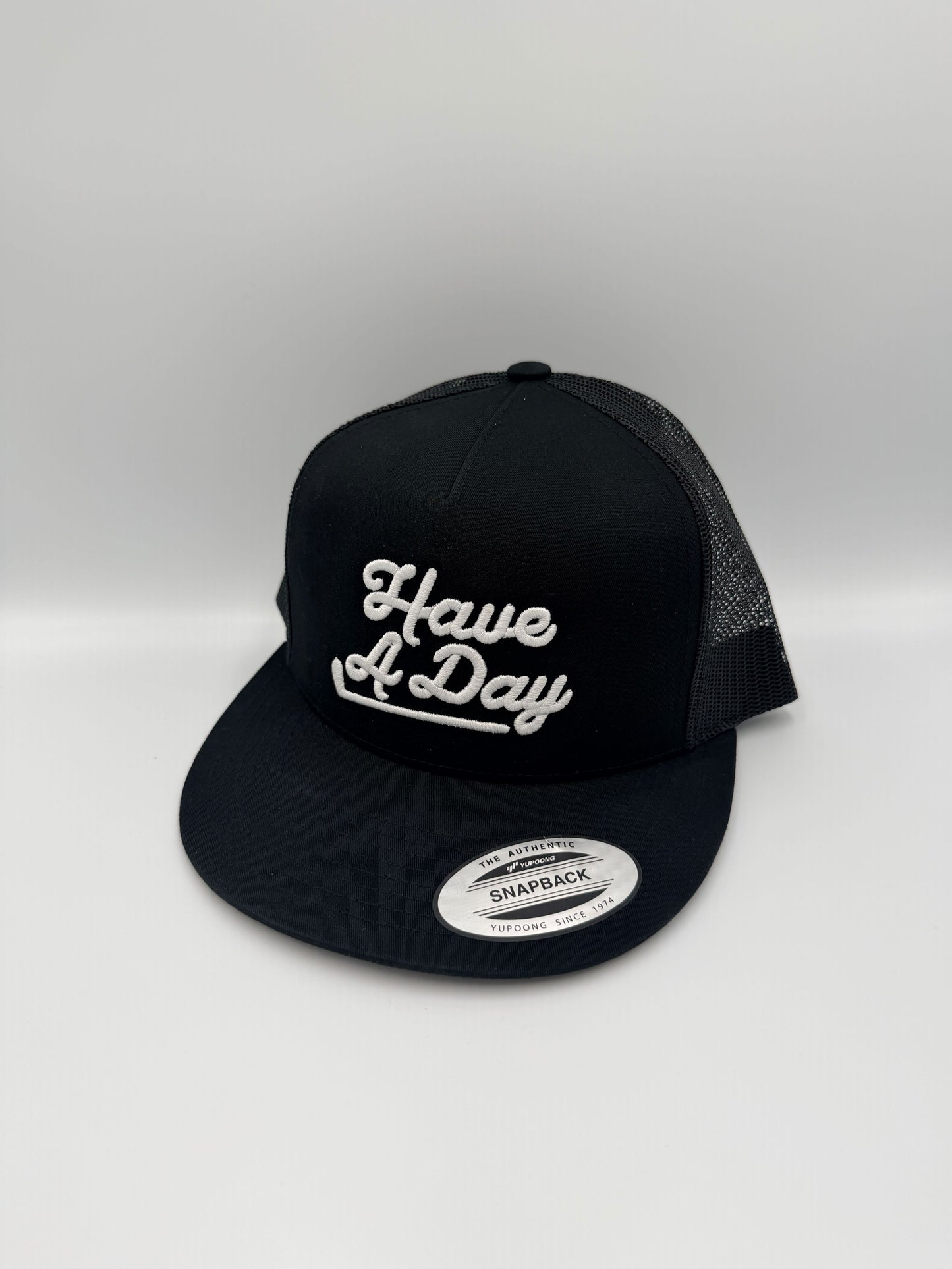 Have A Day Golf Puff Snapback – Black & White Trucker Hat